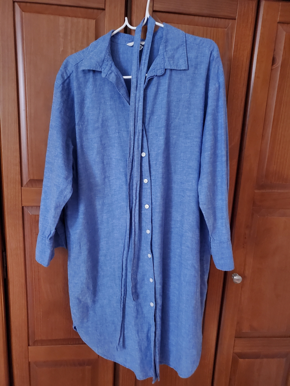 H&M Blue Button-Front Midi Shirt Dress